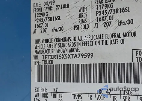 1999 Ford Ranger Xlt from USA, damaged, VIN 1FTZR15X5XTA79599